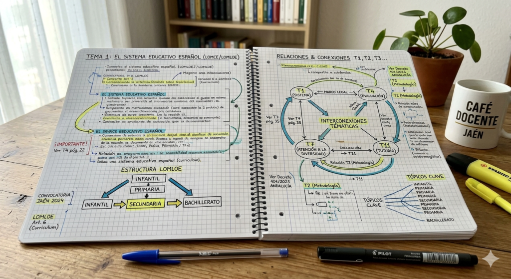 Obsidian oposiciones docentes notas conectadas preparación temario