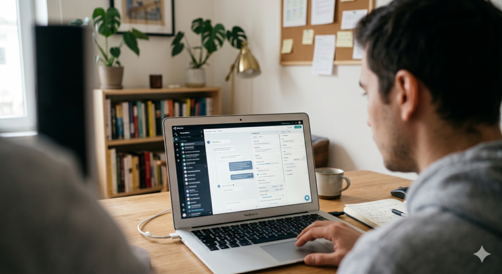 crear chatbot educativo gratis sin código plataformas docentes Poe Botpress