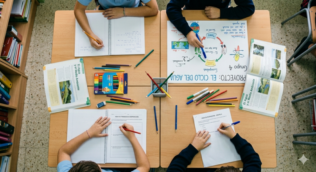 estructuras cooperativas Primaria folio giratorio lápices centro trabajo grupo