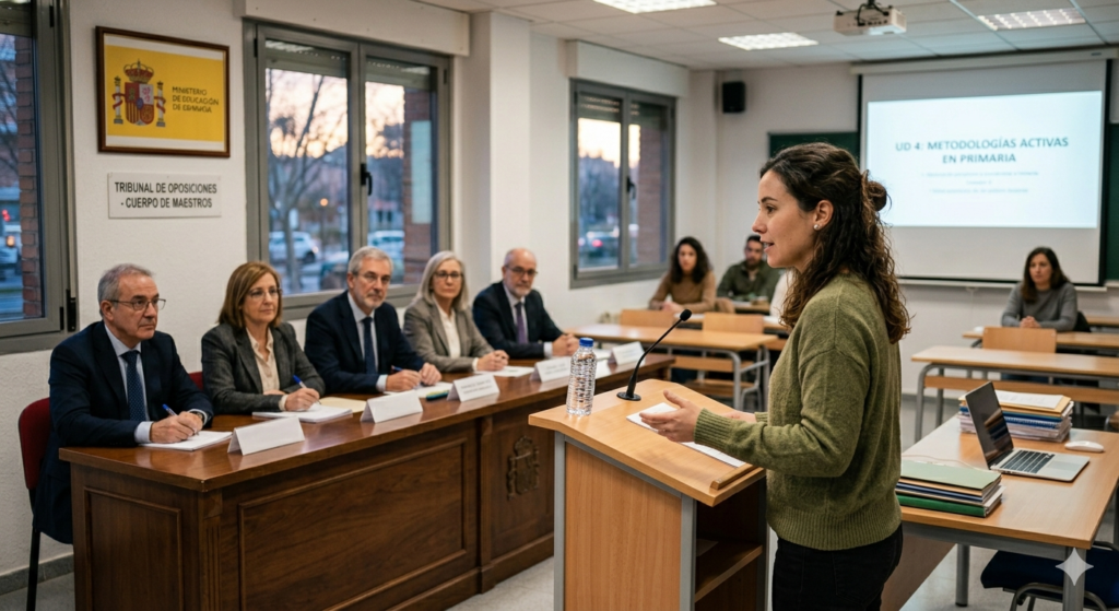 Opositor practicando la exposición oral del tema con ayuda de inteligencia artificial"