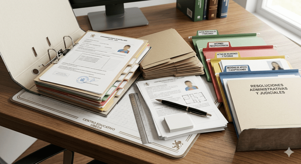Documentación de un cambio de centro por acoso escolar en el expediente