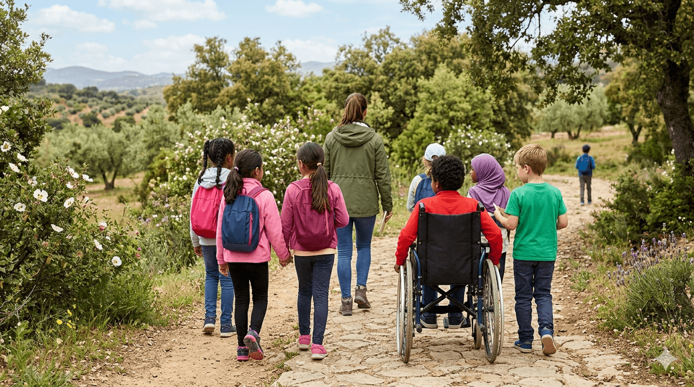 Alumnos con NEE en una salida escolar inclusiva