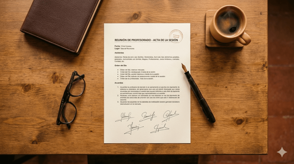 Acta de la Comisión de Convivencia firmada por dirección