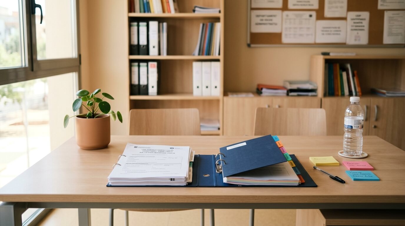Faltas disciplinarias docentes: documentos administrativos sobre mesa de despacho