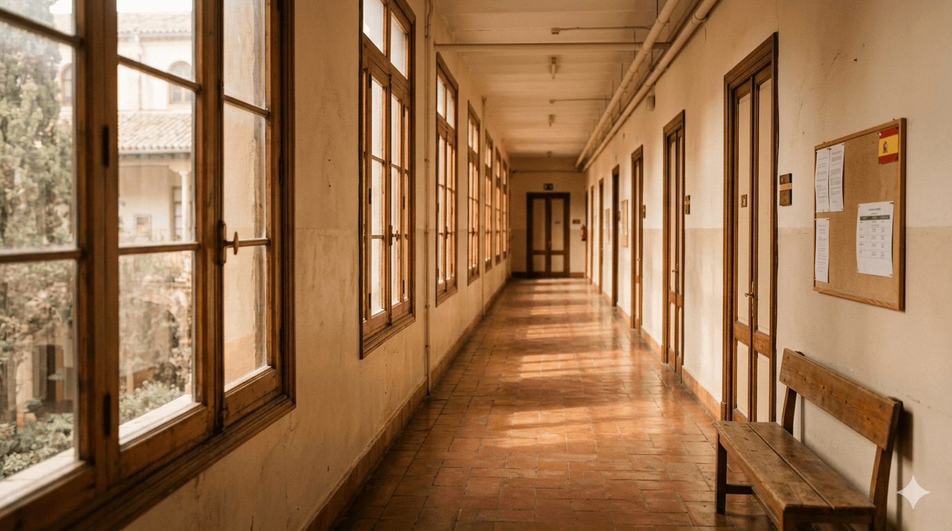 Familias conflictivas: pasillo de centro educativo en silencio